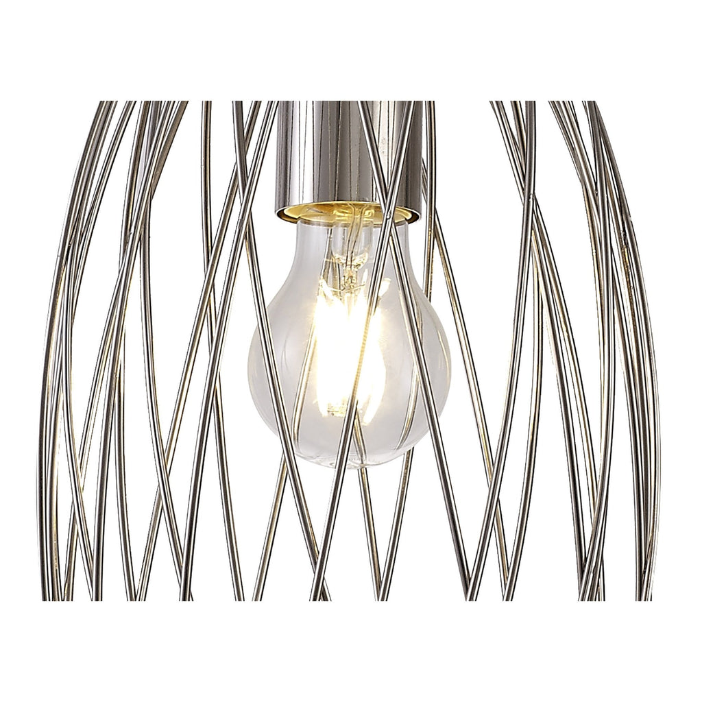NL71369 Linus Curved Cylinder Pendant 1 Light Polished Nickel
