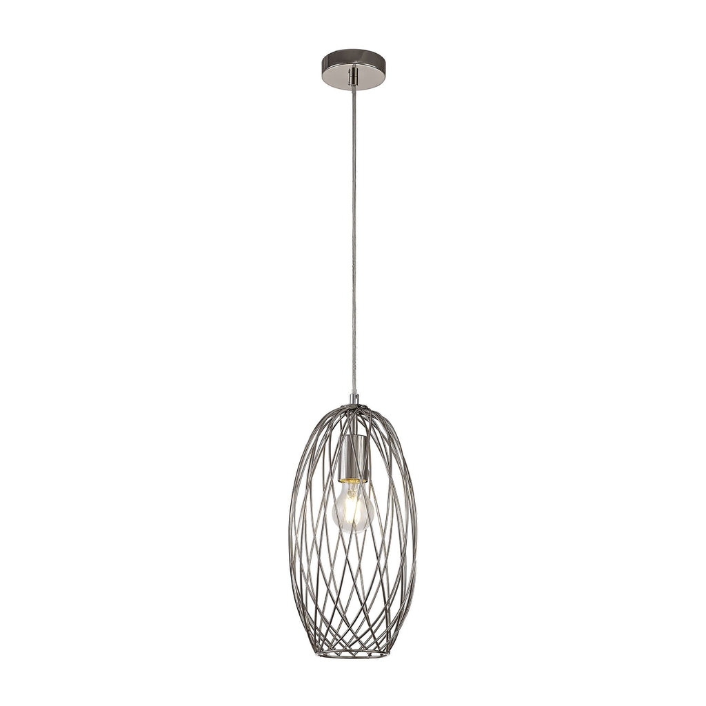 NL71369 Linus Curved Cylinder Pendant 1 Light Polished Nickel