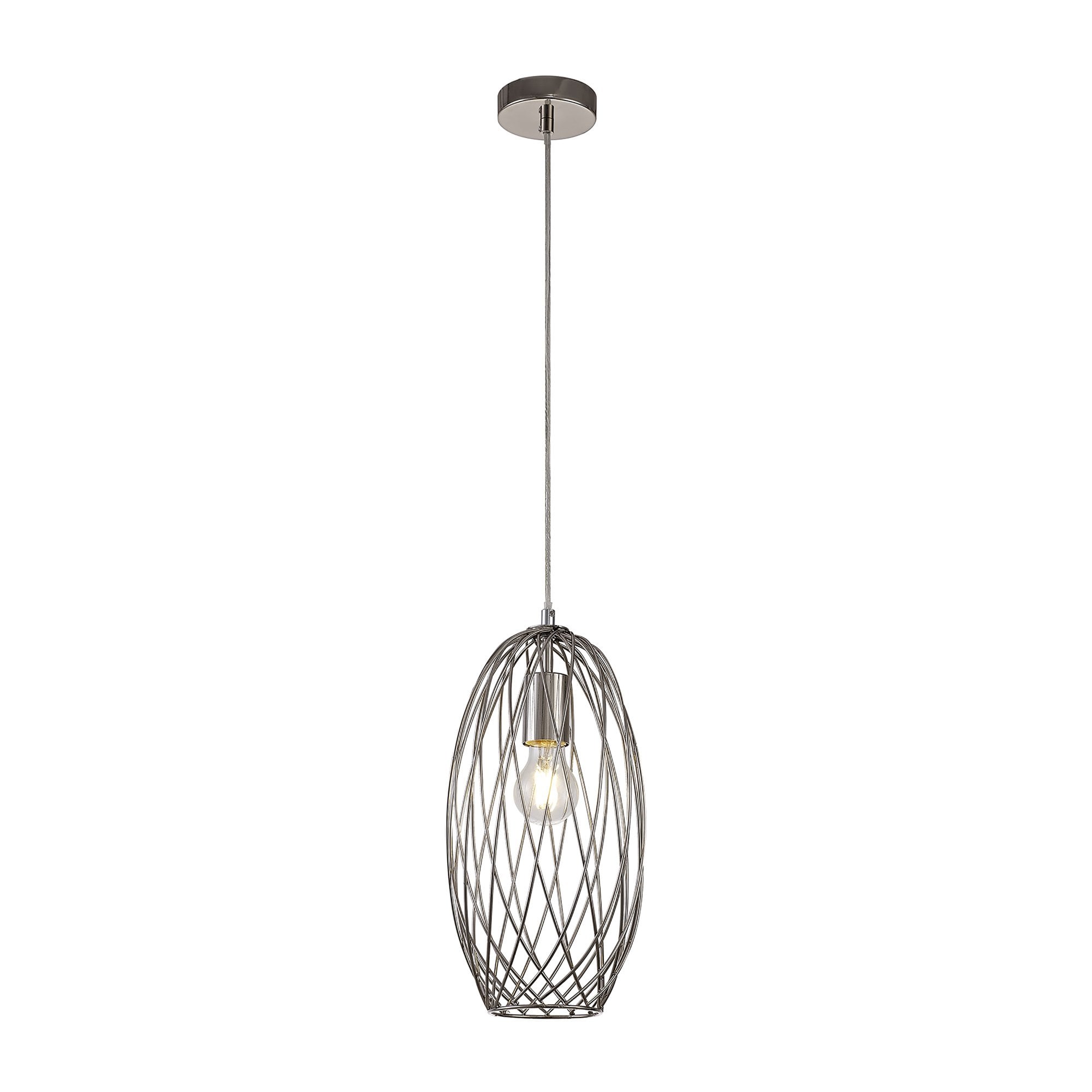 NL71369 Linus Curved Cylinder Pendant 1 Light Polished Nickel