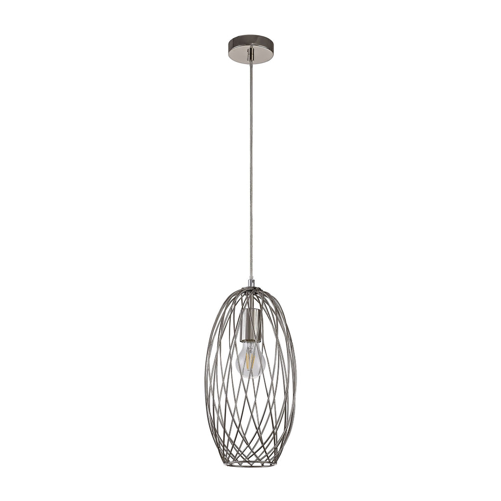 NL71369 Linus Curved Cylinder Pendant 1 Light Polished Nickel