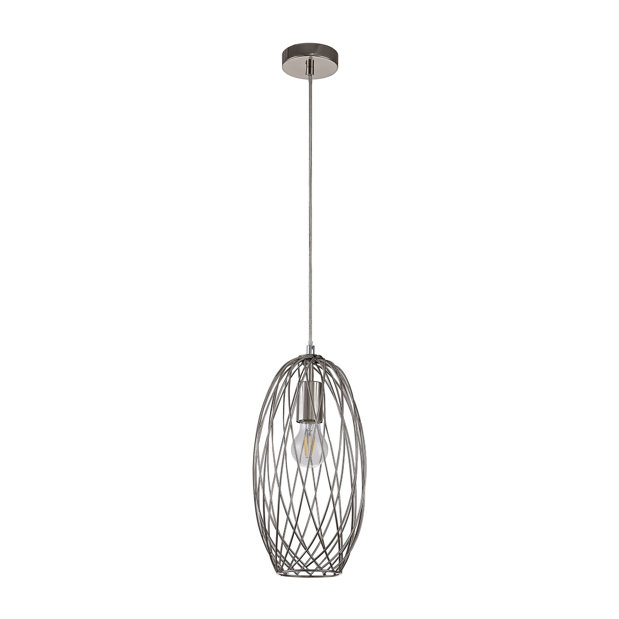 NL71369 Linus Curved Cylinder Pendant 1 Light Polished Nickel