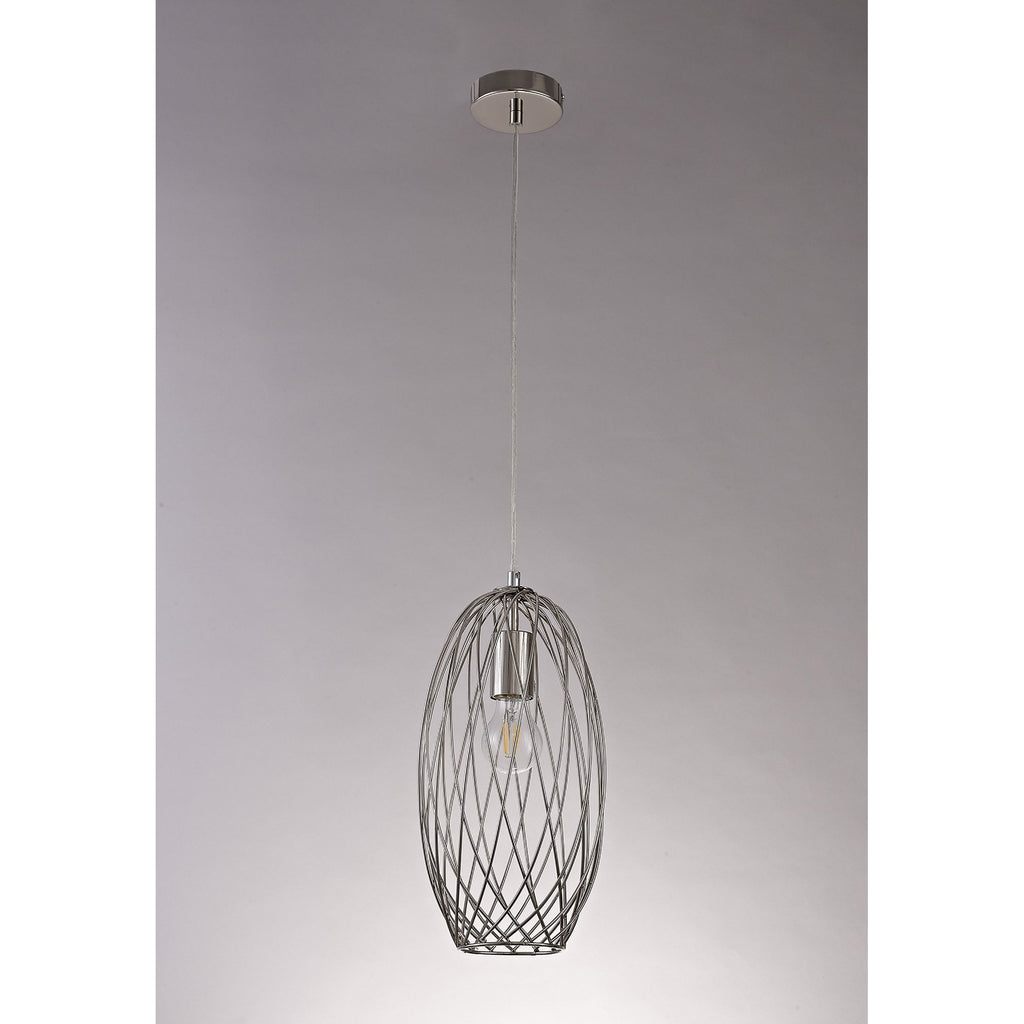 NL71369 Linus Curved Cylinder Pendant 1 Light Polished Nickel
