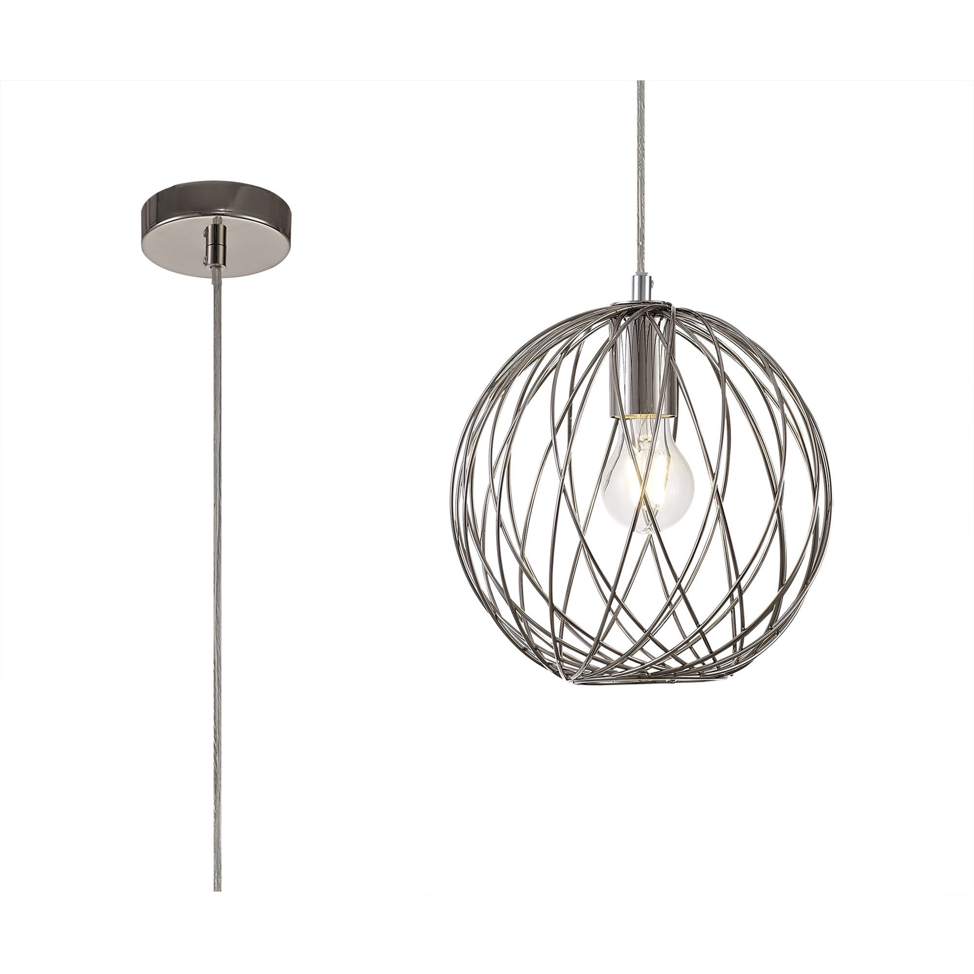 NL71379 Linus Sphere Pendant 1 Light Polished Nickel