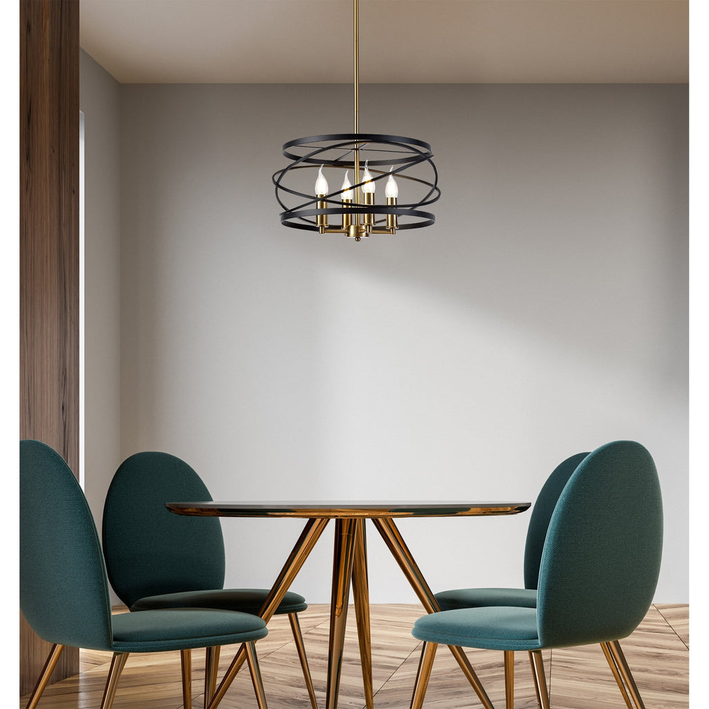 NL71019 Liza Pendant 4 Light Black/Satin Gold