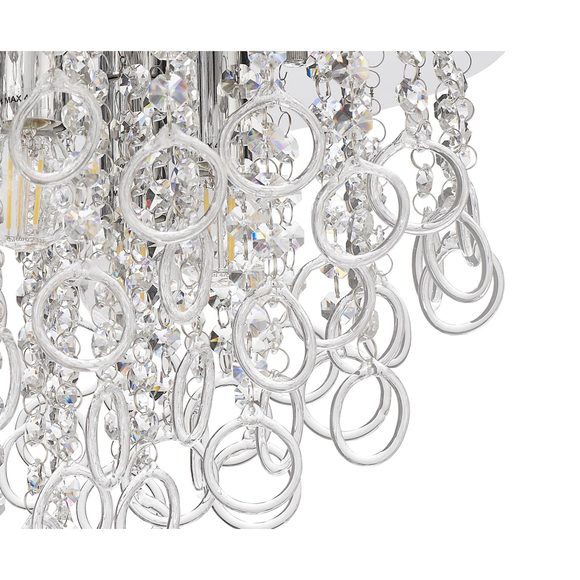 NL81329 Loopy Ceiling 6 Light Polished Chrome/Crystal