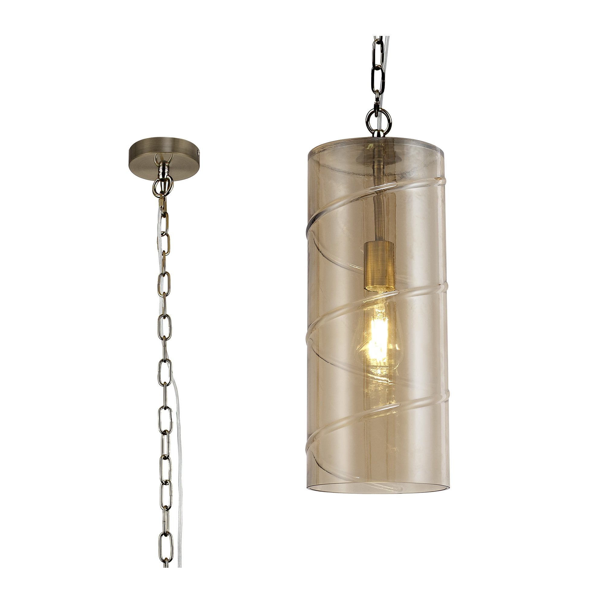 NL75699 Lucy Pendant 1 Light Antique Brass/Amber