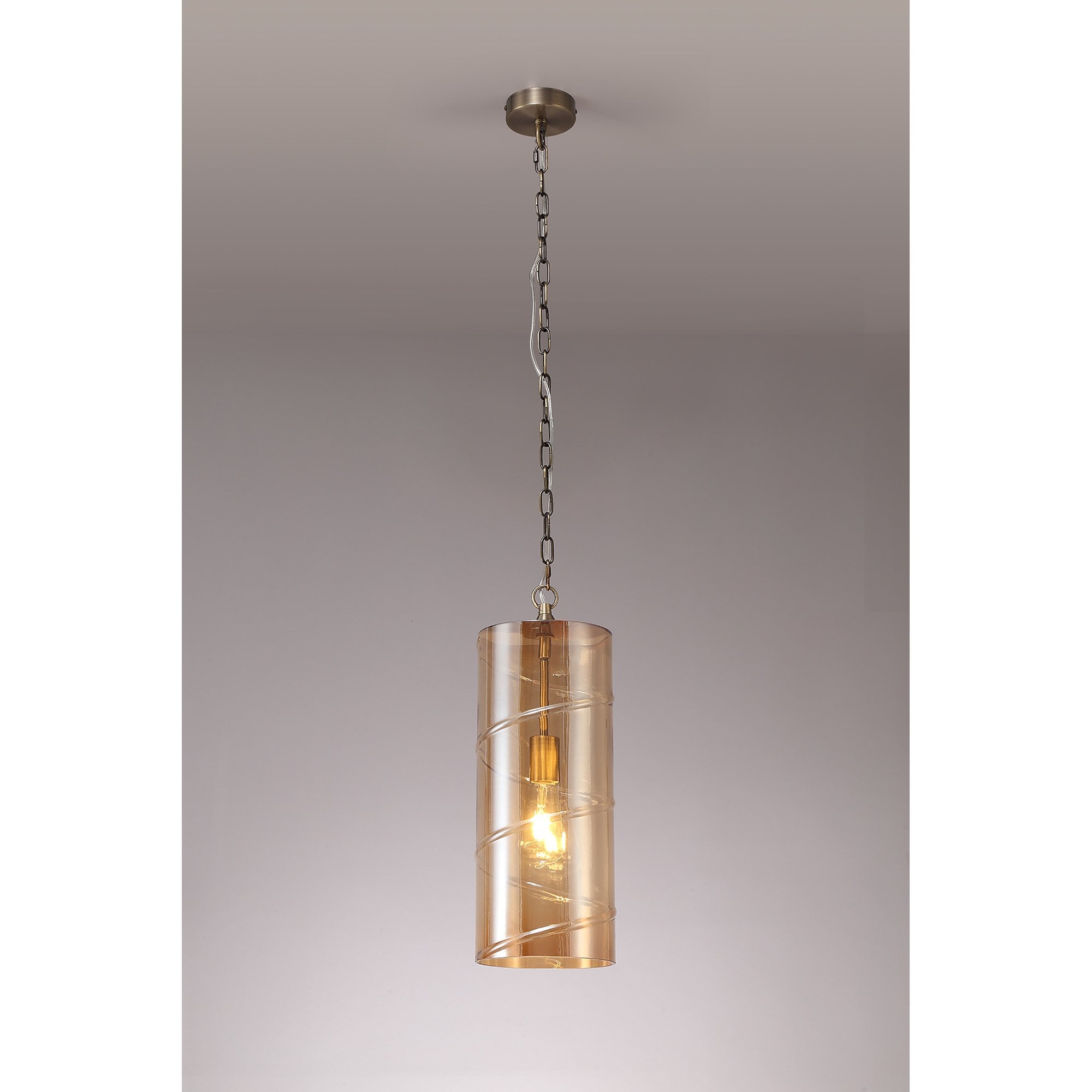 NL75699 Lucy Pendant 1 Light Antique Brass/Amber