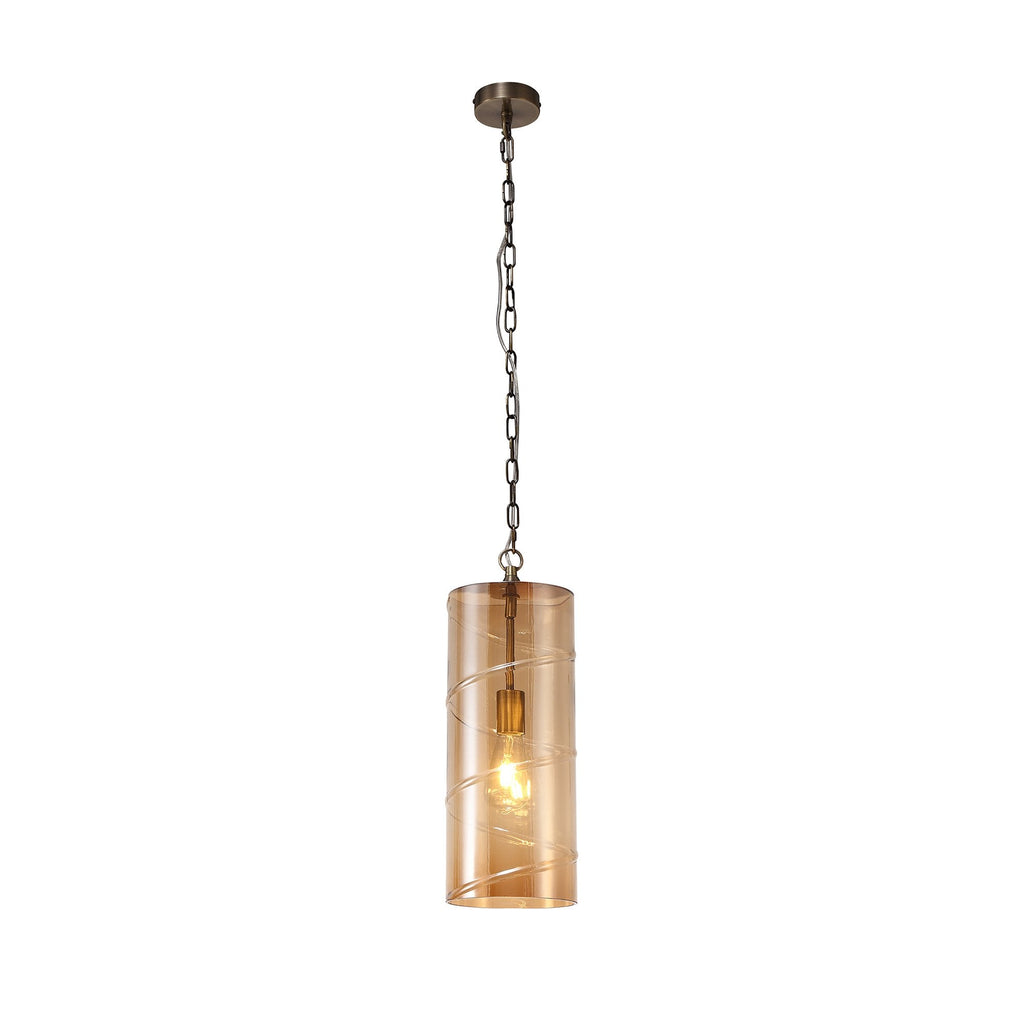 NL75699 Lucy Pendant 1 Light Antique Brass/Amber