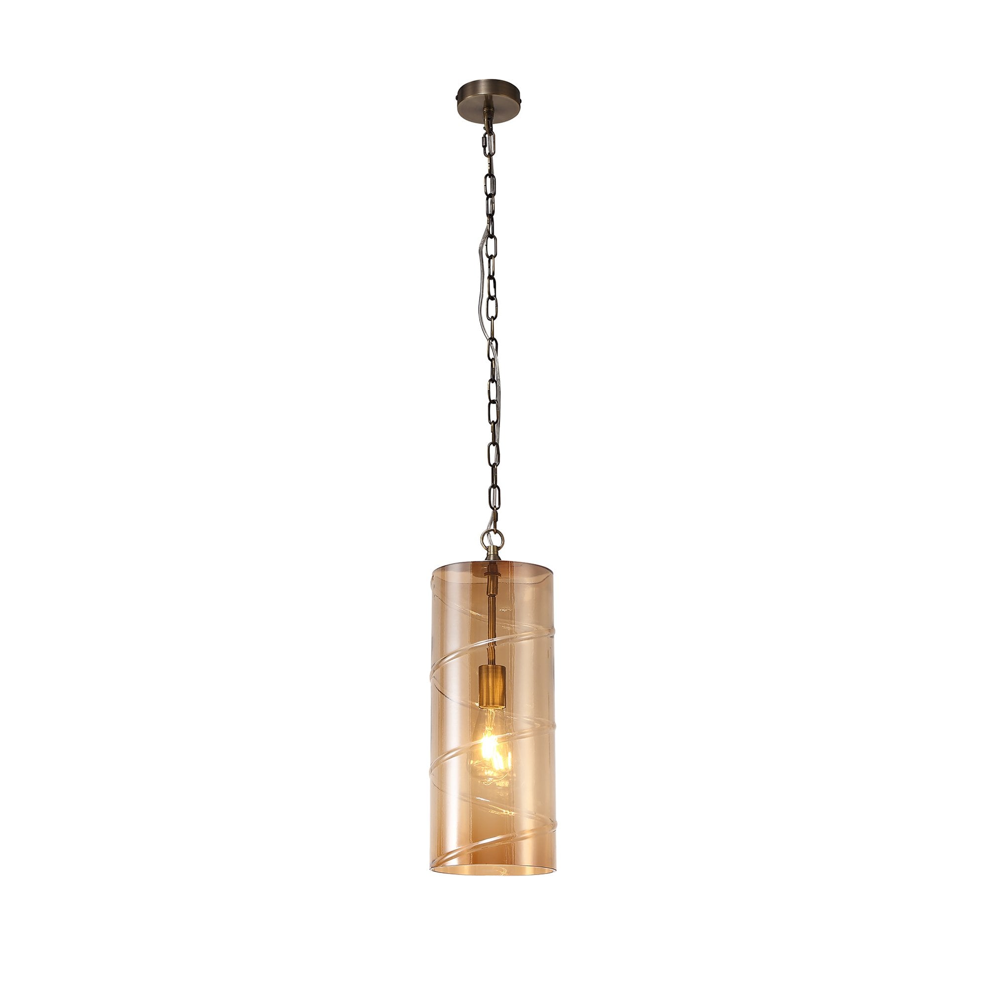 NL75699 Lucy Pendant 1 Light Antique Brass/Amber