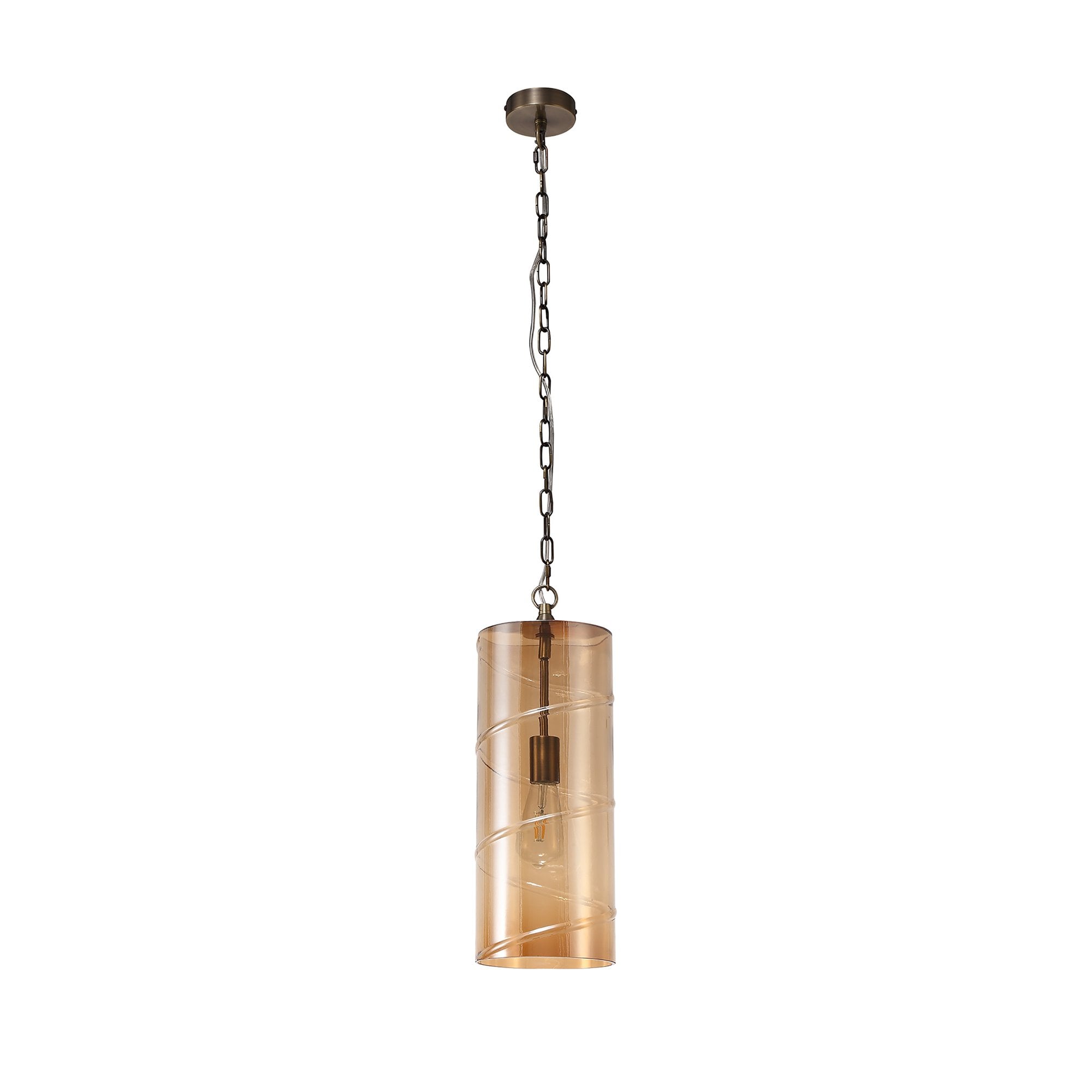 NL75699 Lucy Pendant 1 Light Antique Brass/Amber