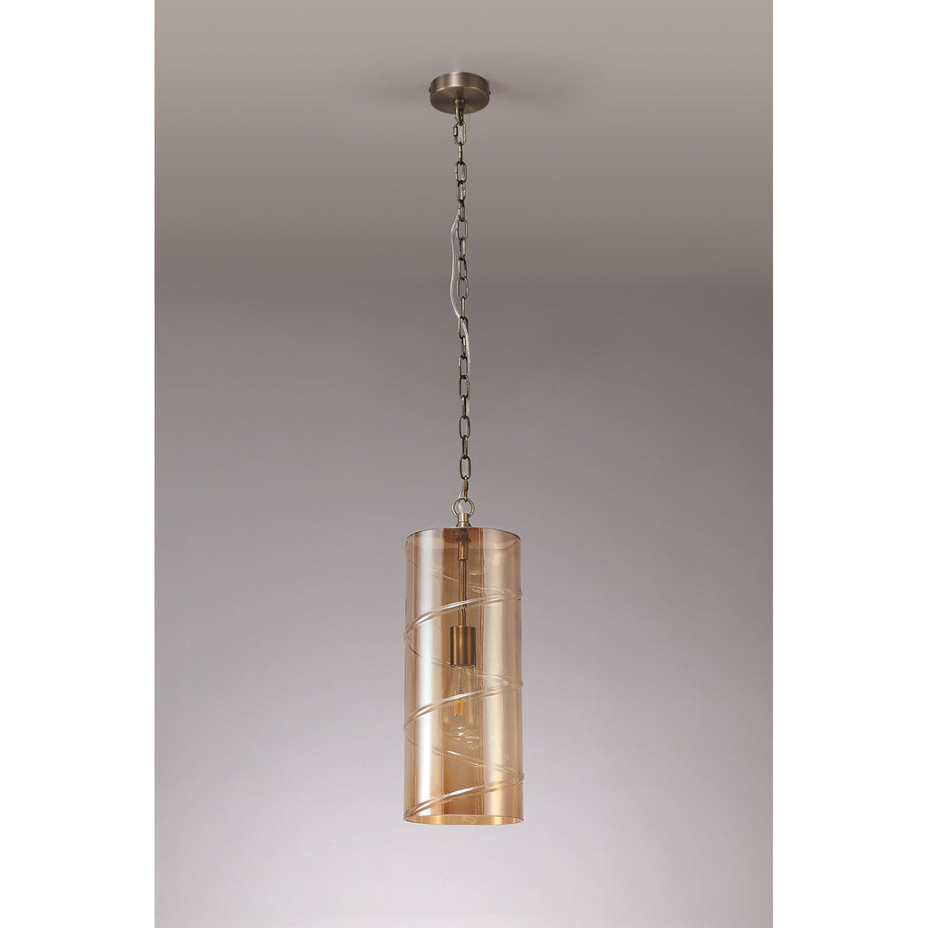 NL75699 Lucy Pendant 1 Light Antique Brass/Amber