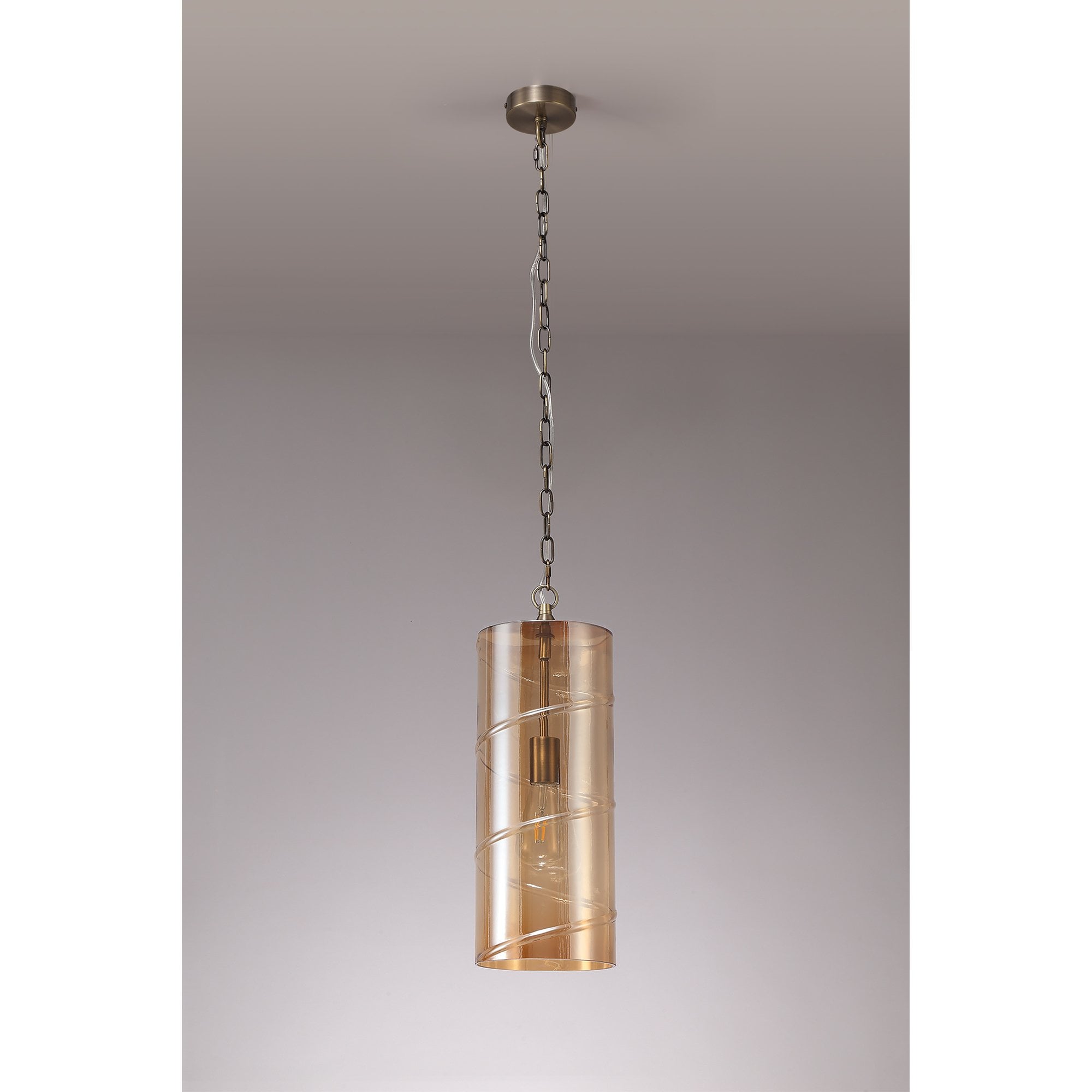 NL75699 Lucy Pendant 1 Light Antique Brass/Amber