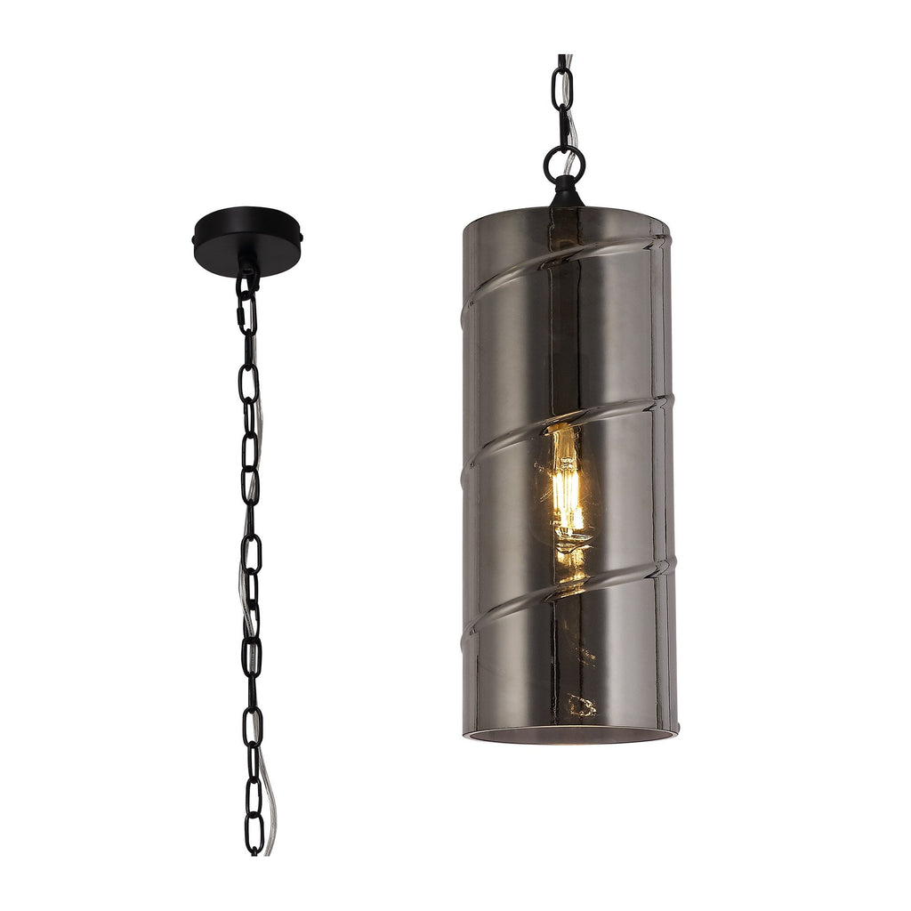 NL75709 Lucy Pendant 1 Light Matt Black/Smoked
