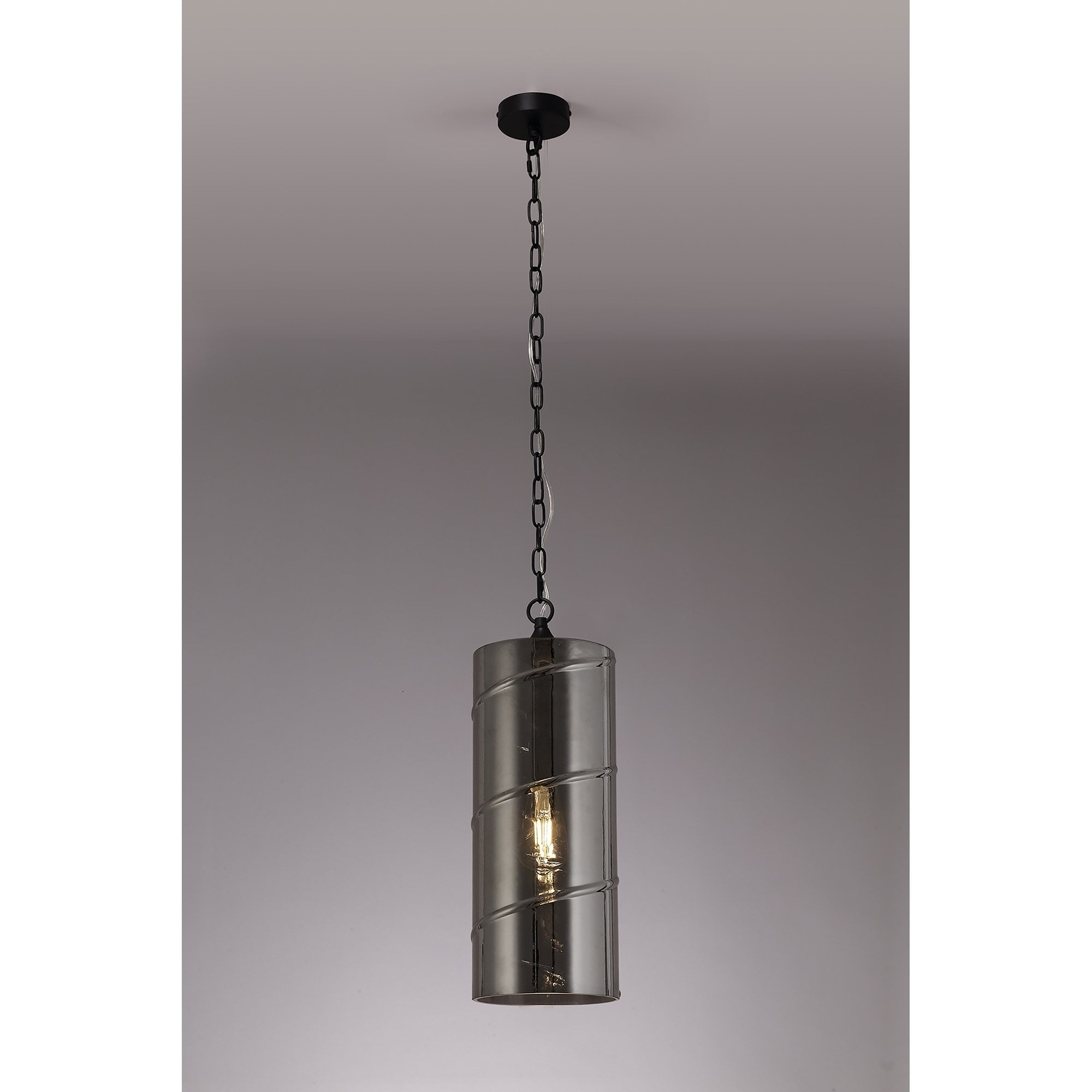 NL75709 Lucy Pendant 1 Light Matt Black/Smoked