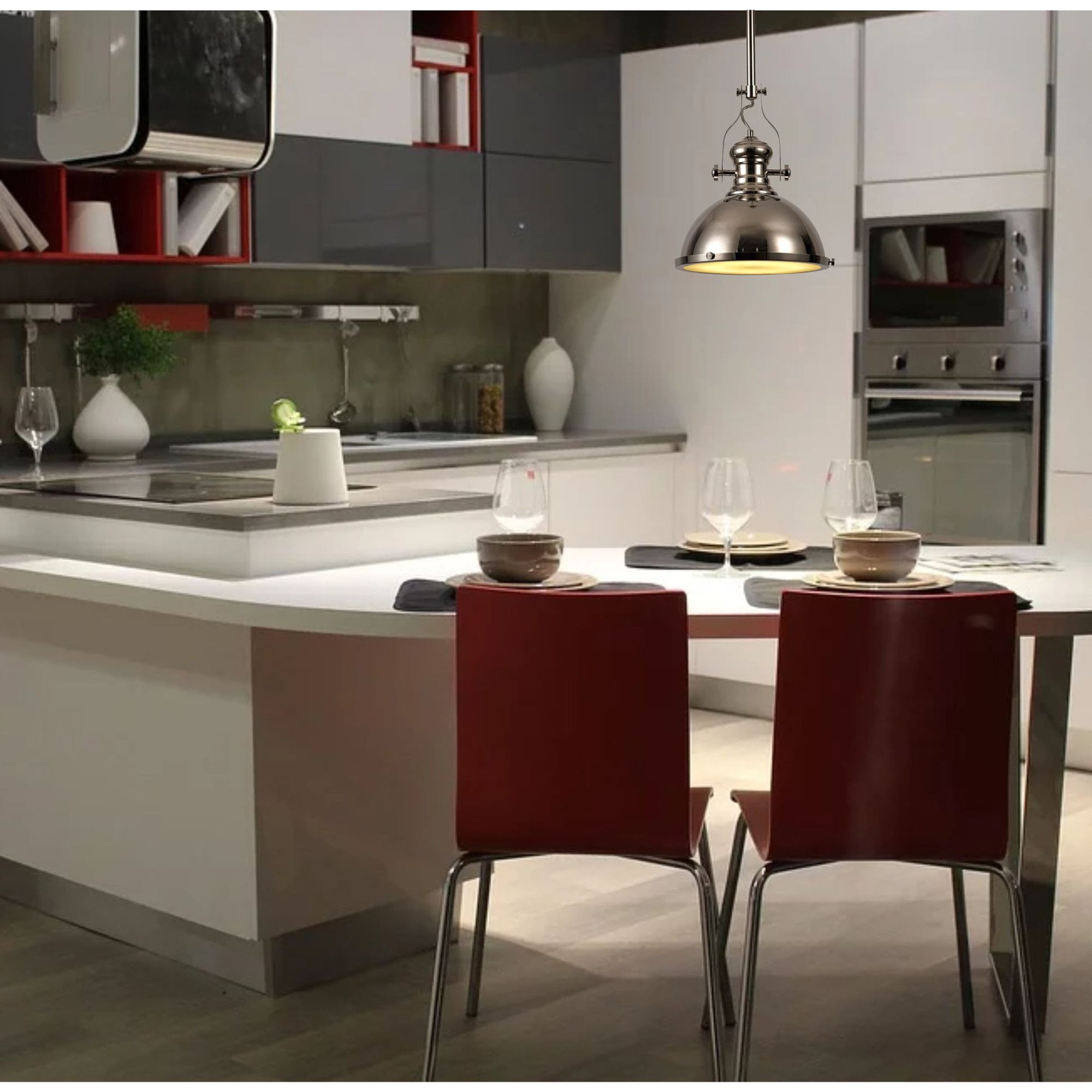 NL71039 Louis Pendant 1 Light Polished Nickel