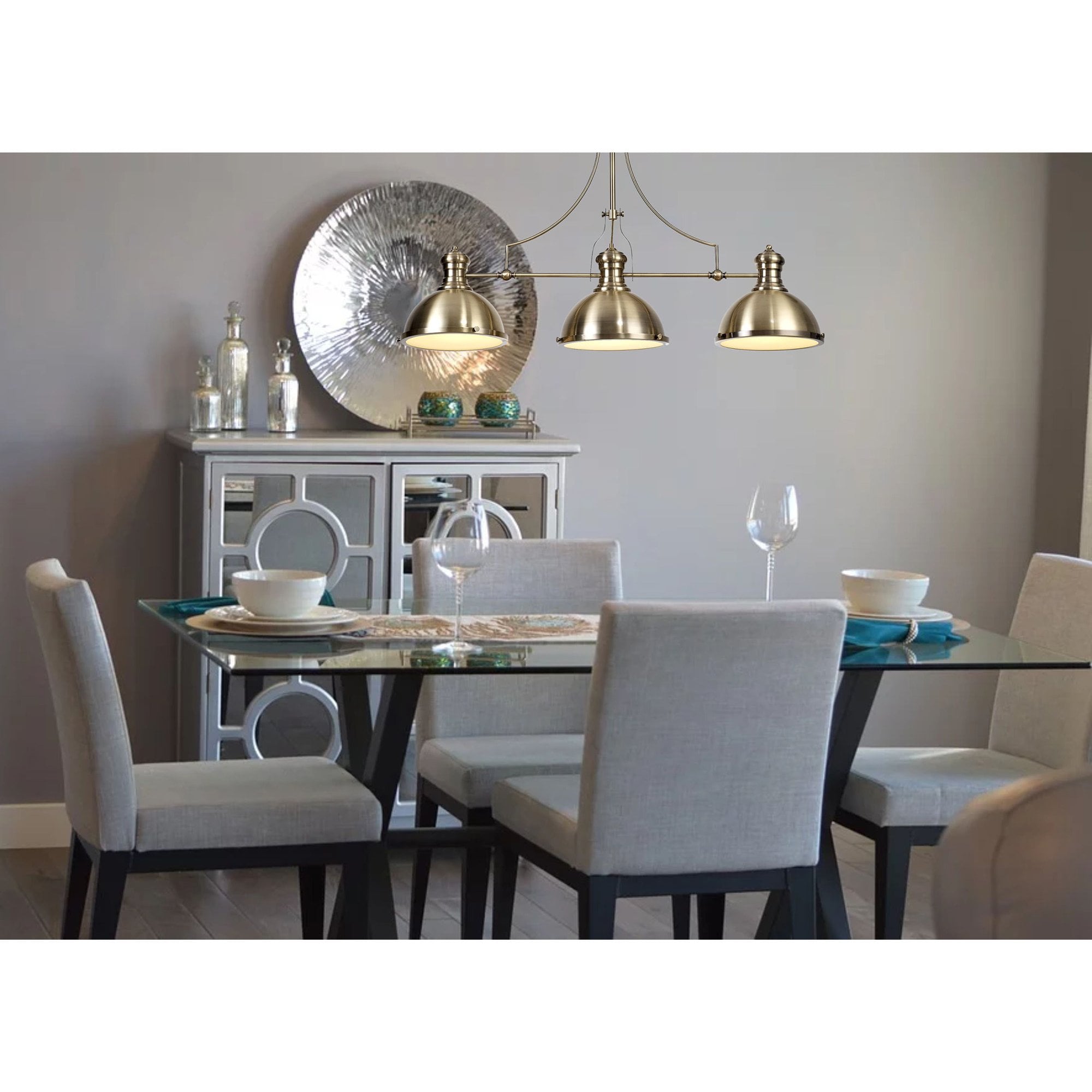NL71049 Louis Pendant 3 Light Antique Brass