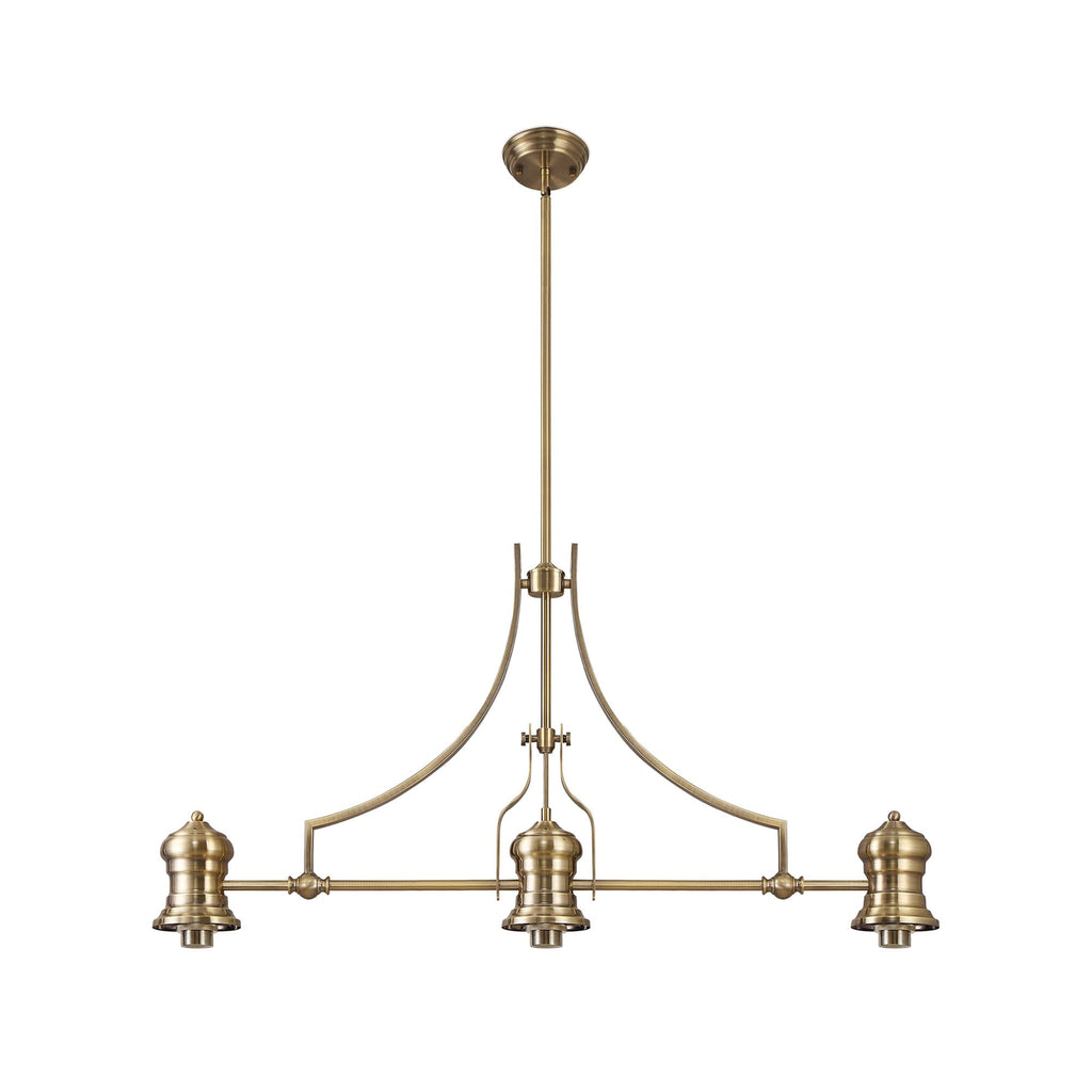 NL81239 Louis Frame Only Linear Pendant 3 Light Antique Brass