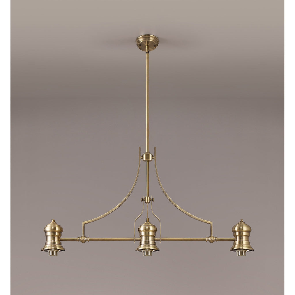 NL81239 Louis Frame Only Linear Pendant 3 Light Antique Brass