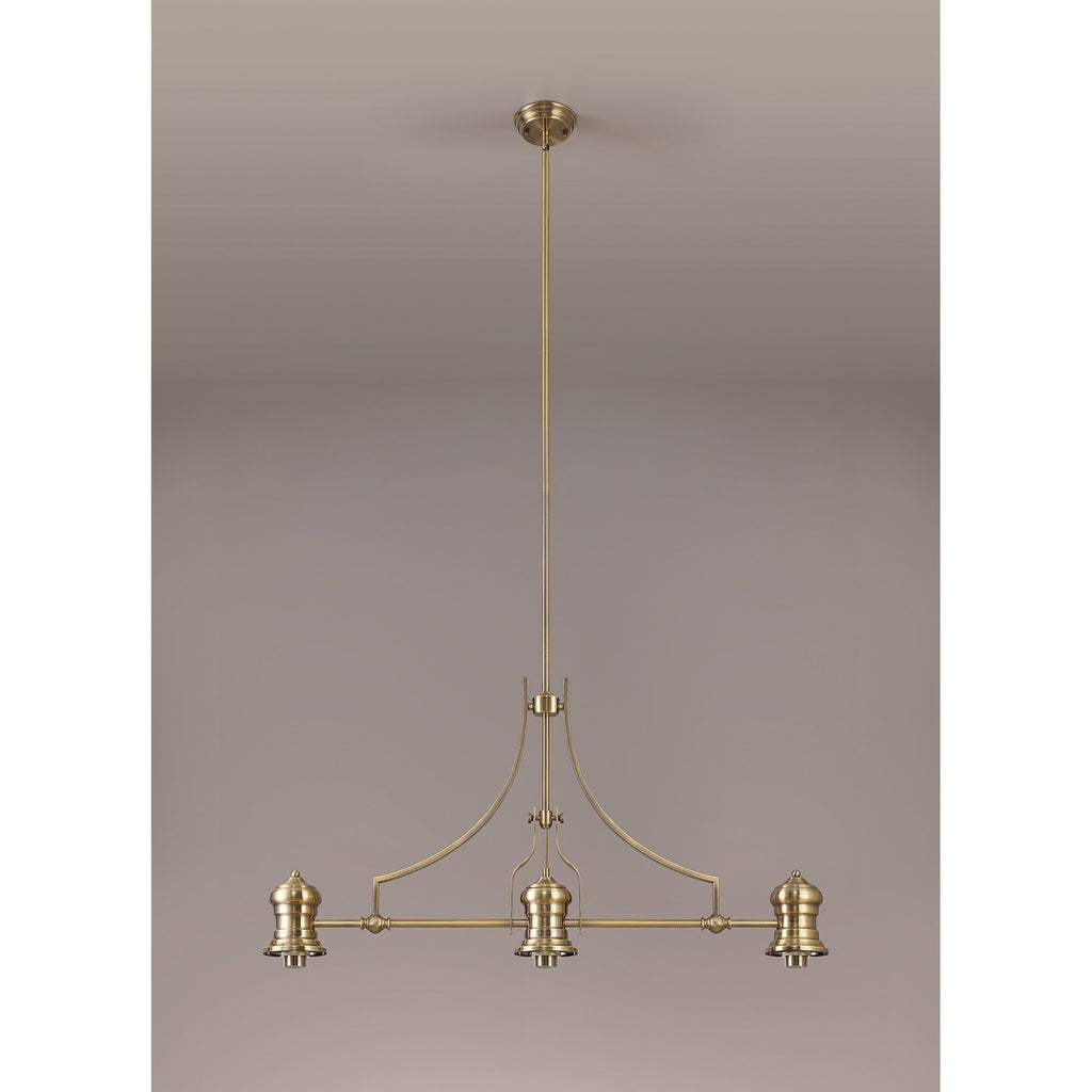 NL81239 Louis Frame Only Linear Pendant 3 Light Antique Brass