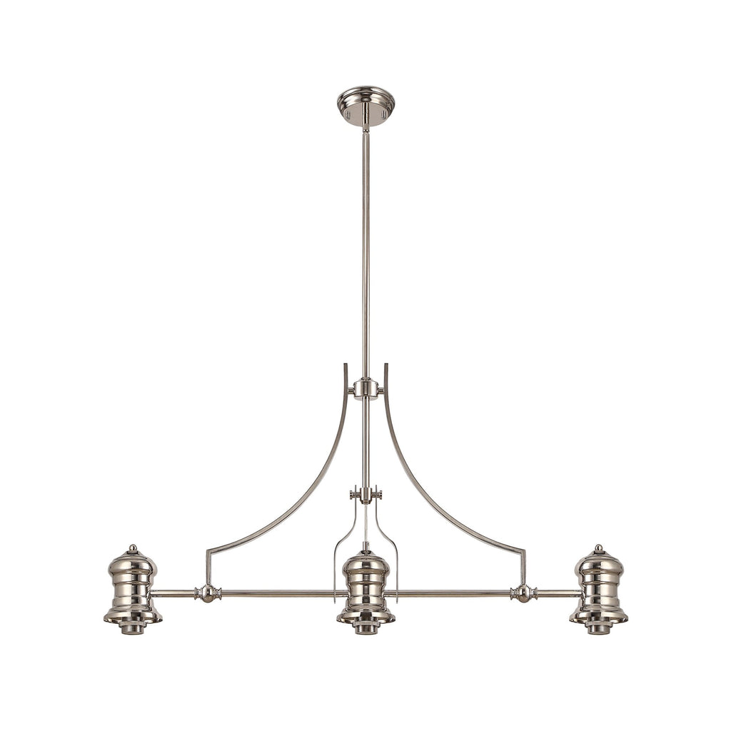 NL81249 Louis Frame Only Linear Pendant 3 Light Polished Nickel