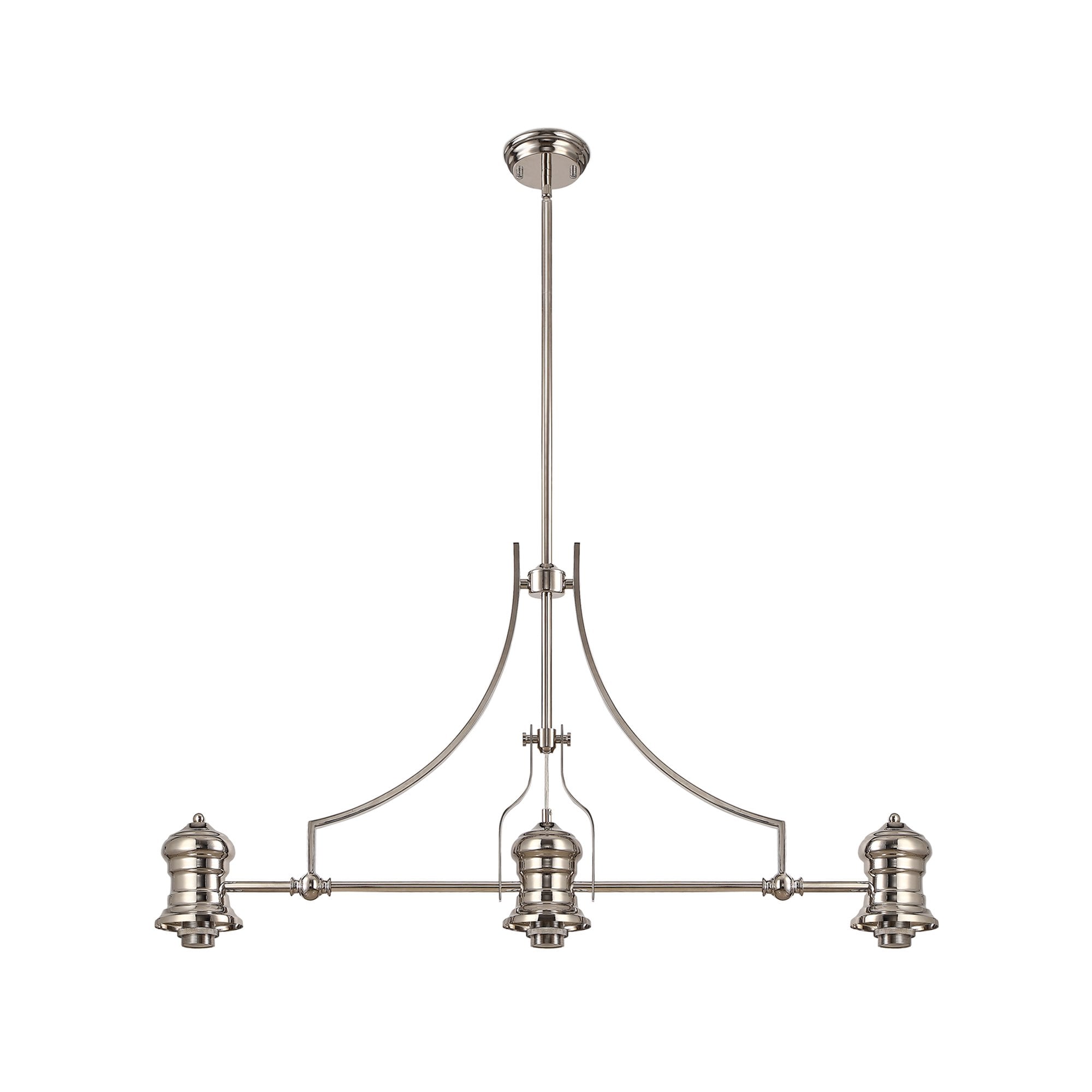 NL81249 Louis Frame Only Linear Pendant 3 Light Polished Nickel