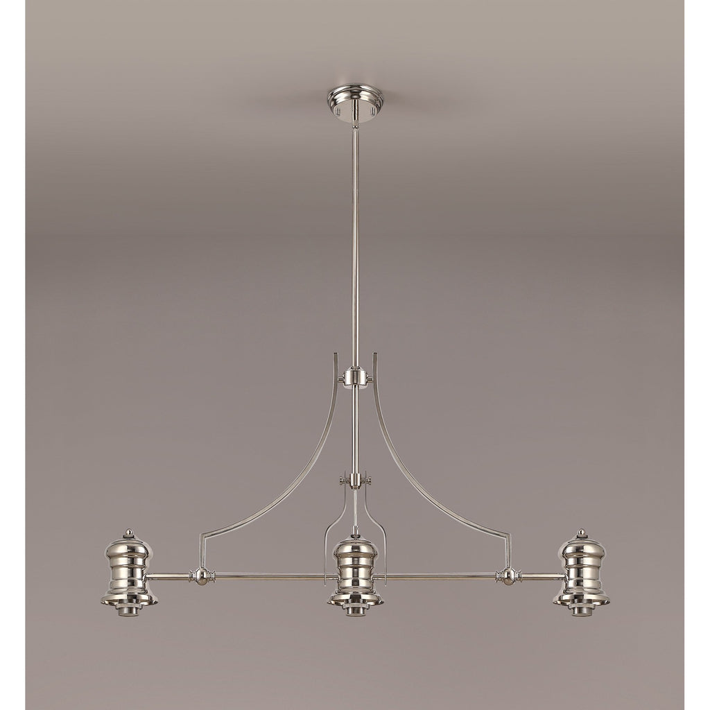 NL81249 Louis Frame Only Linear Pendant 3 Light Polished Nickel