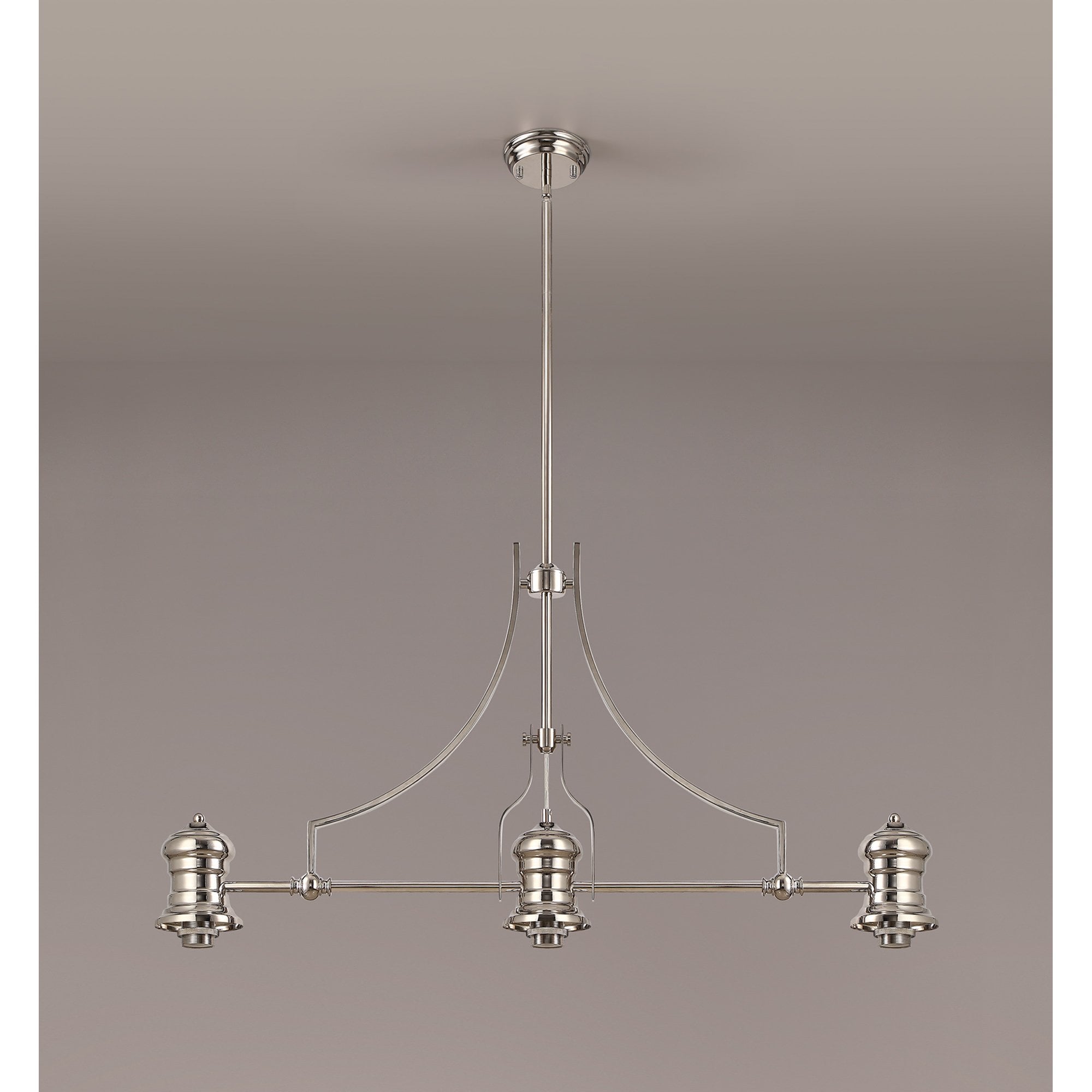 NL81249 Louis Frame Only Linear Pendant 3 Light Polished Nickel