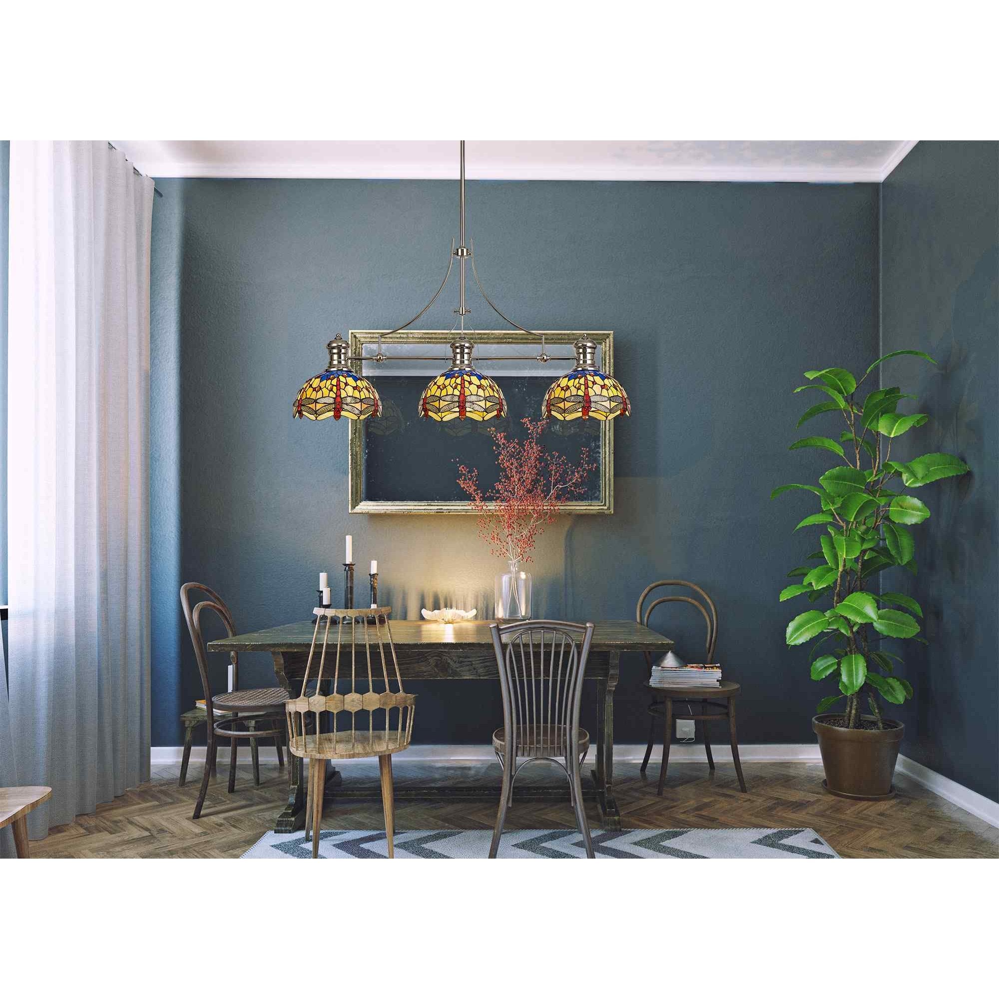 NL81249 Louis Frame Only Linear Pendant 3 Light Polished Nickel
