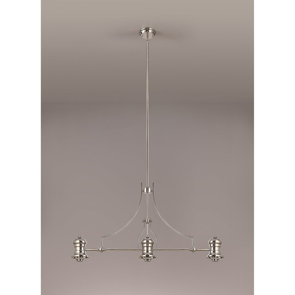 NL81249 Louis Frame Only Linear Pendant 3 Light Polished Nickel