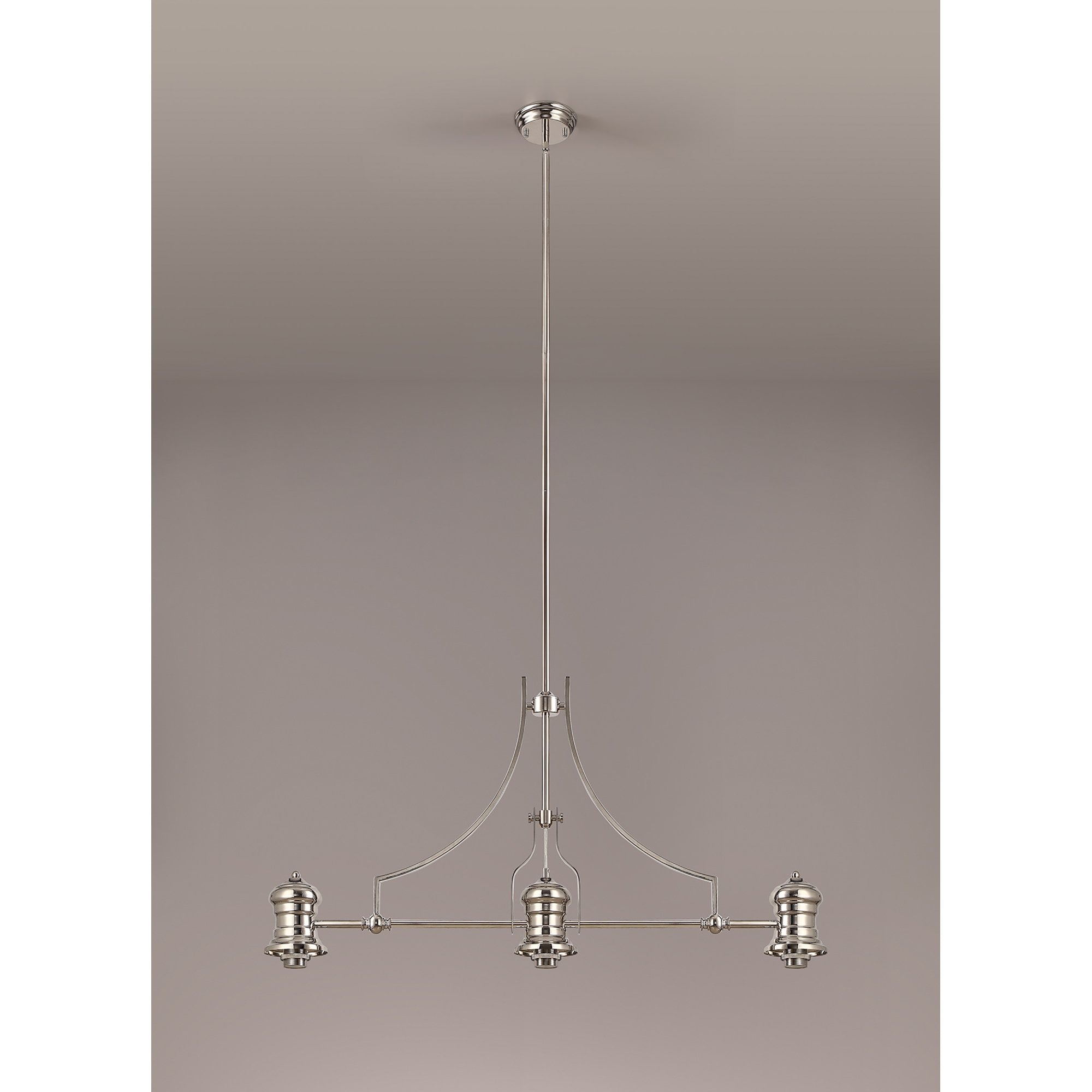 NL81249 Louis Frame Only Linear Pendant 3 Light Polished Nickel