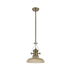 NLK01149 Louis 1 Light Telescopic Pendant With 30cm Round Glass Shade Antique Brass/Amber