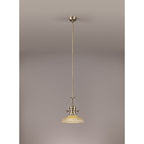 NLK01149 Louis 1 Light Telescopic Pendant With 30cm Round Glass Shade Antique Brass/Amber