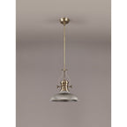 NLK01159 Louis 1 Light Telescopic Pendant With 30cm Round Glass Shade Antique Brass/Smoked