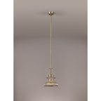 NLK01159 Louis 1 Light Telescopic Pendant With 30cm Round Glass Shade Antique Brass/Smoked