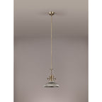 NLK01159 Louis 1 Light Telescopic Pendant With 30cm Round Glass Shade Antique Brass/Smoked
