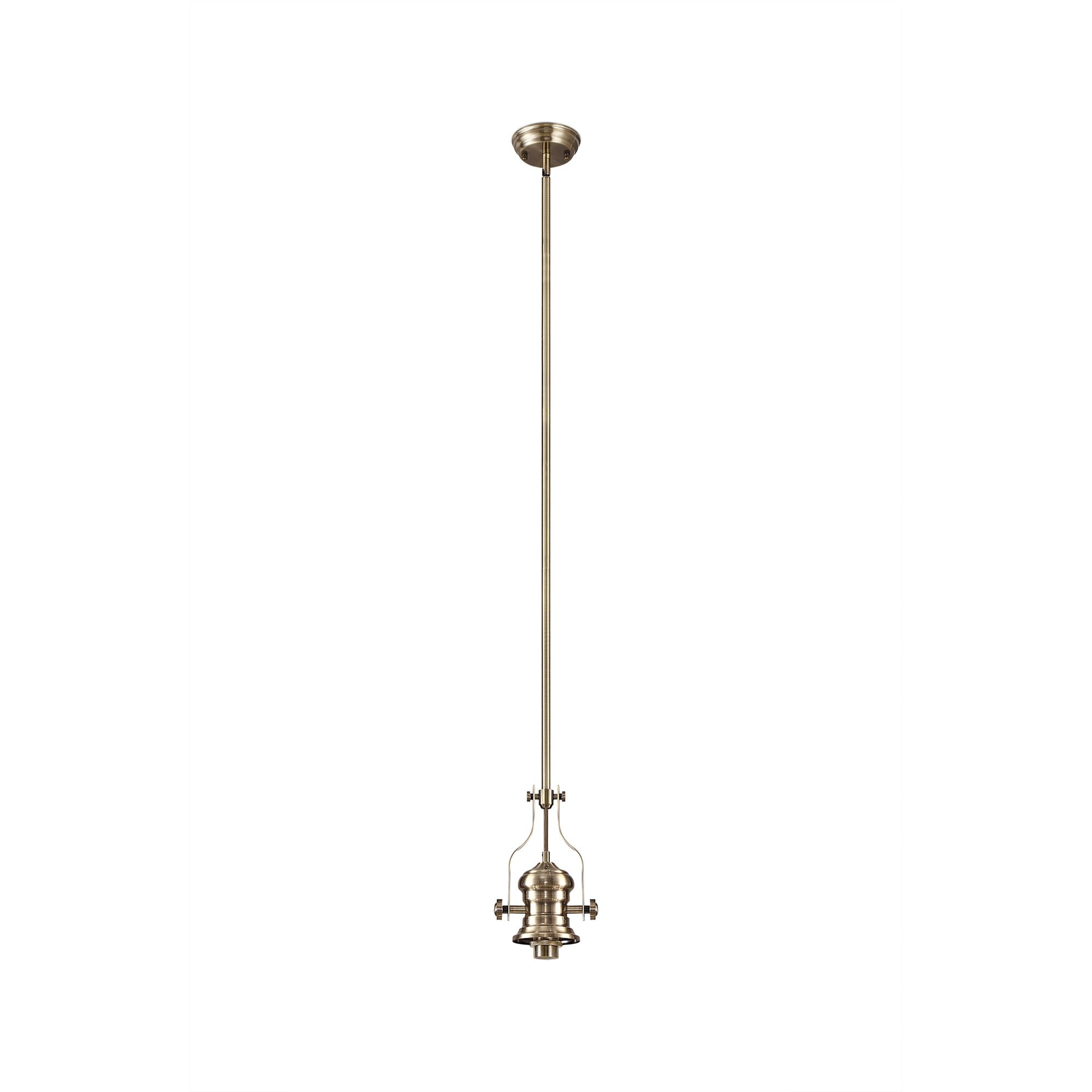 NLK01179 Louis 1 Light Telescopic Pendant With 30cm Bell Glass Shade Antique Brass/Clear