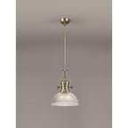 NLK01199 Louis 1 Light Telescopic Pendant With 30cm Dome Glass Shade Antique Brass/Clear