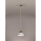 NLK01199 Louis 1 Light Telescopic Pendant With 30cm Dome Glass Shade Antique Brass/Clear