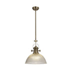 NLK01209 Louis 1 Light Telescopic Pendant With 38cm Dome Glass Shade Antique Brass/Clear