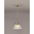 NLK01209 Louis 1 Light Telescopic Pendant With 38cm Dome Glass Shade Antique Brass/Clear
