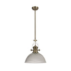 NLK01209 Louis 1 Light Telescopic Pendant With 38cm Dome Glass Shade Antique Brass/Clear