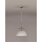 NLK01209 Louis 1 Light Telescopic Pendant With 38cm Dome Glass Shade Antique Brass/Clear