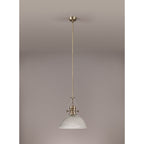 NLK01209 Louis 1 Light Telescopic Pendant With 38cm Dome Glass Shade Antique Brass/Clear