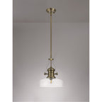 NLK01219 Louis 1 Light Telescopic Pendant With 30cm Flat Round Glass Shade Antique Brass/Clear