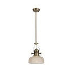 NLK01239 Louis 1 Light Telescopic Pendant With 26.5cm Prismatic Glass Shade Antique Brass/Clear