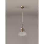 NLK01239 Louis 1 Light Telescopic Pendant With 26.5cm Prismatic Glass Shade Antique Brass/Clear