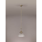 NLK01259 Louis 1 Light Telescopic Pendant With 30cm Prismatic Glass Shade Antique Brass/Clear