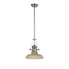NLK01269 Louis 1 Light Telescopic Pendant With 30cm Round Glass Shade Polished Nickel/Amber