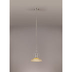 NLK01269 Louis 1 Light Telescopic Pendant With 30cm Round Glass Shade Polished Nickel/Amber
