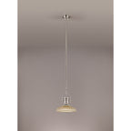 NLK01269 Louis 1 Light Telescopic Pendant With 30cm Round Glass Shade Polished Nickel/Amber